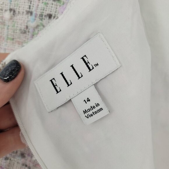 Elle womens 14 white pastel pink blue speckled knit tweed pencil mini skirt - Picture 3 of 9